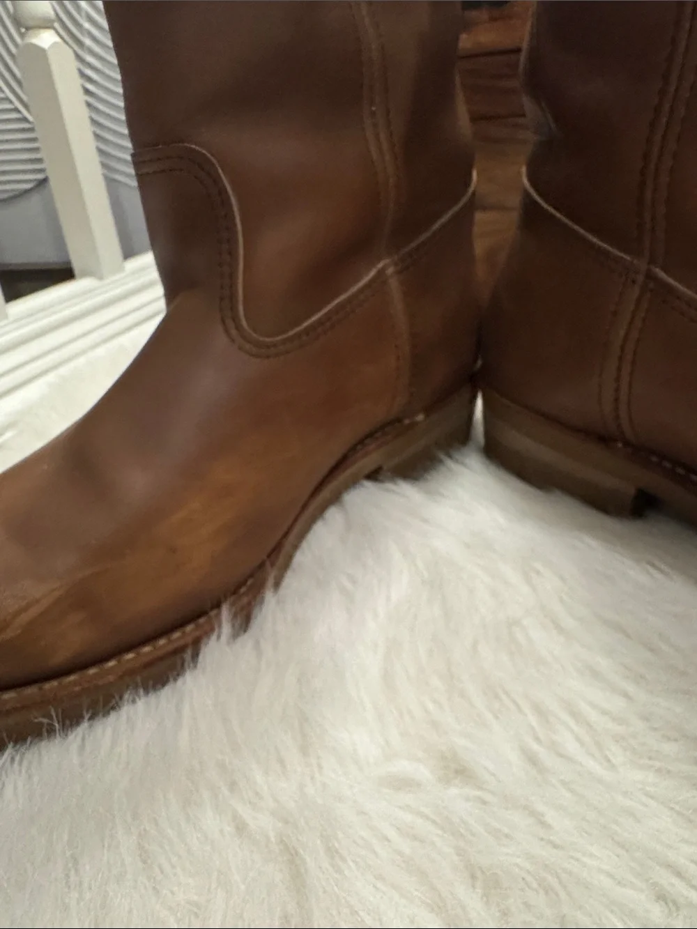 Red Wing Vintage Men's Tan Leather Pull-On  Boots 1187 Made in USA pre-owned.